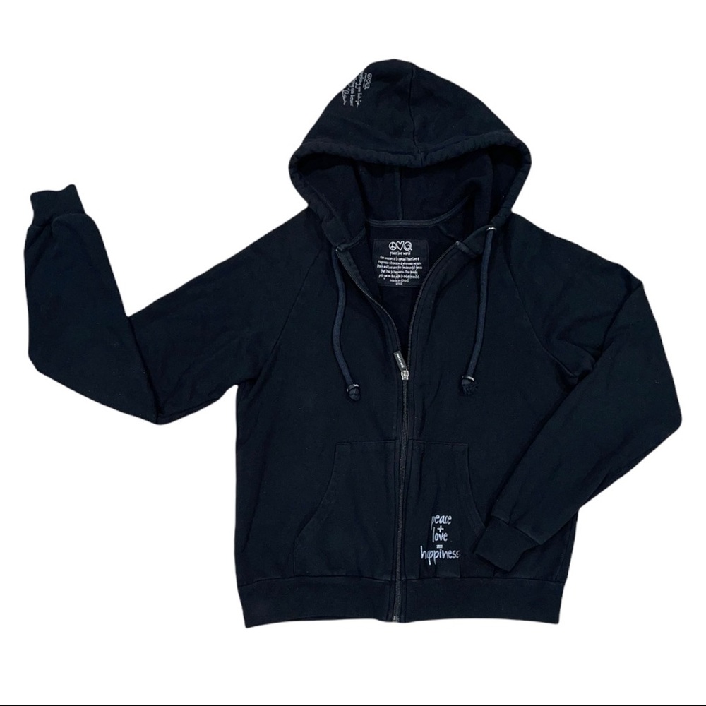 Peace Love World Women’s Black Zip-Up Hoodie Size Small